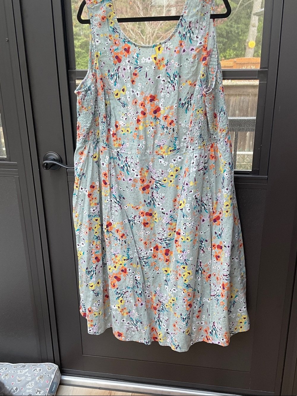 Penningtons Mint Floral Midi Dress with Orange and Yellow Accents